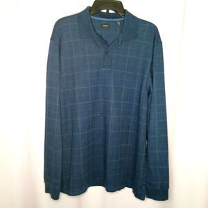 Arrow USA 1851 Long Sleeve Polo Golf Shirt Blue Plaid Collar Mens sz: Large